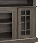 Meuble TV Classique Espresso / Gris Lavé / Noir et Noyer Foncé avec Rangement Ouvert et Fermé, Convient aux TV jusqu'à 65"