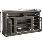 Meuble TV Classique Espresso / Gris Lavé / Noir et Noyer Foncé avec Rangement Ouvert et Fermé, Convient aux TV jusqu'à 65"