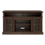 Meuble TV Classique Espresso / Gris Lavé / Noir et Noyer Foncé avec Rangement Ouvert et Fermé, Convient aux TV jusqu'à 65"