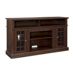 Meuble TV Classique Espresso / Gris Lavé / Noir et Noyer Foncé avec Rangement Ouvert et Fermé, Convient aux TV jusqu'à 65"