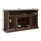 Meuble TV Classique Espresso / Gris Lavé / Noir et Noyer Foncé avec Rangement Ouvert et Fermé, Convient aux TV jusqu'à 65"