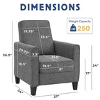 Fauteuil inclinable dossier poussoir traditionnel en tissu beige / gris / bleu avec repose-pieds caché, simple