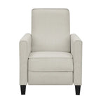 Fauteuil inclinable dossier poussoir traditionnel en tissu beige / gris / bleu avec repose-pieds caché, simple