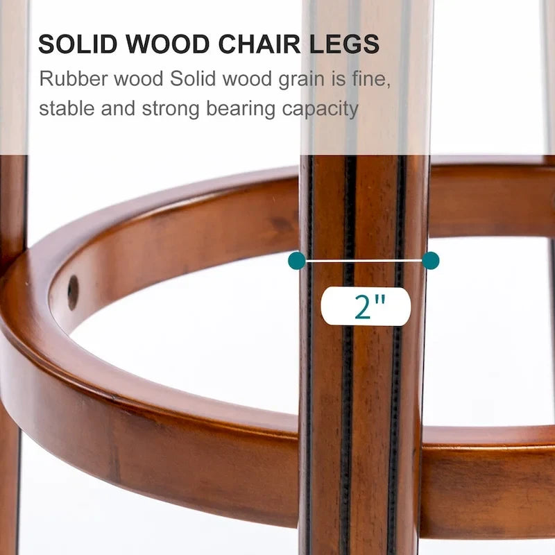 Tabouret de bar pivotant avec dossier, bleu/crème, assise en cuir, cadre en bois, unité
