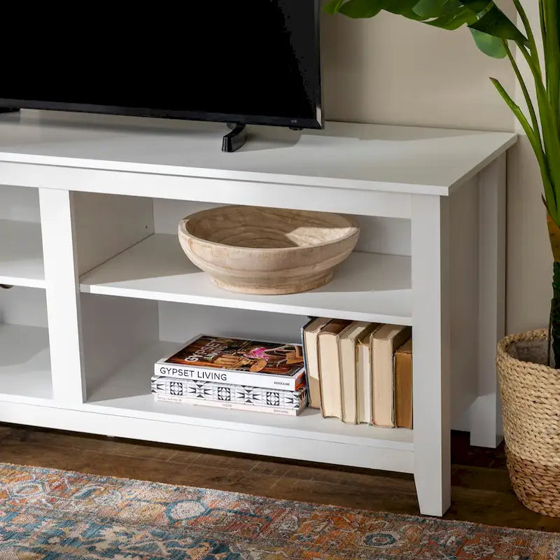 Meuble TV moderne en MDF avec 2 étagères réglables et passe-câbles, pour téléviseurs jusqu'à 65 po — 12 couleurs