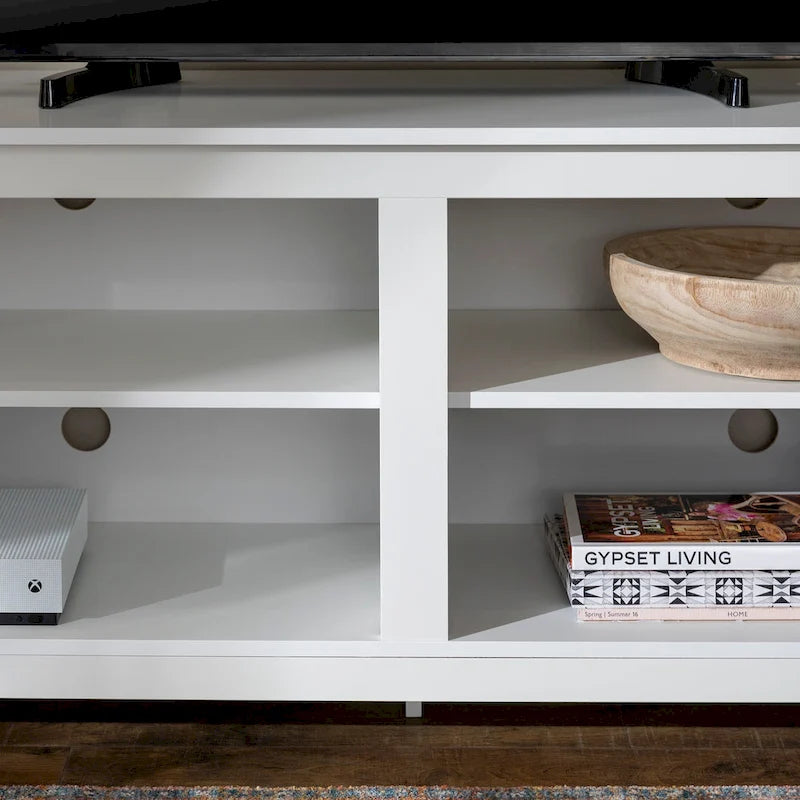Meuble TV moderne en MDF avec 2 étagères réglables et passe-câbles, pour téléviseurs jusqu'à 65 po — 12 couleurs