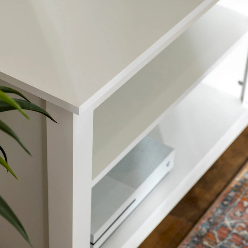 Meuble TV moderne en MDF avec 2 étagères réglables et passe-câbles, pour téléviseurs jusqu'à 65 po — 12 couleurs