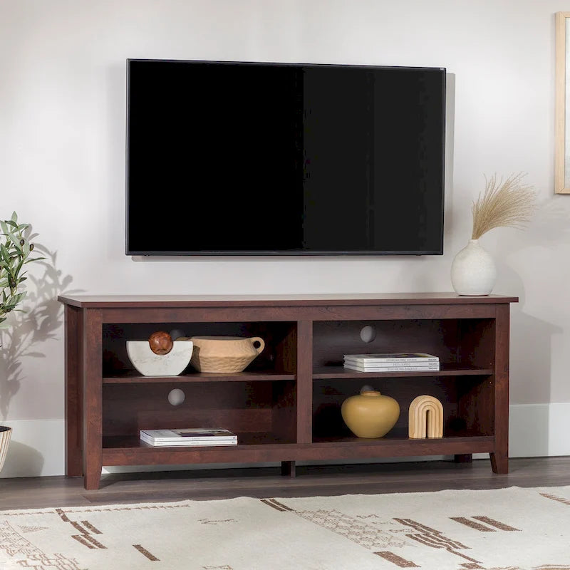 Meuble TV moderne en MDF avec 2 étagères réglables et passe-câbles, pour téléviseurs jusqu'à 65 po — 12 couleurs