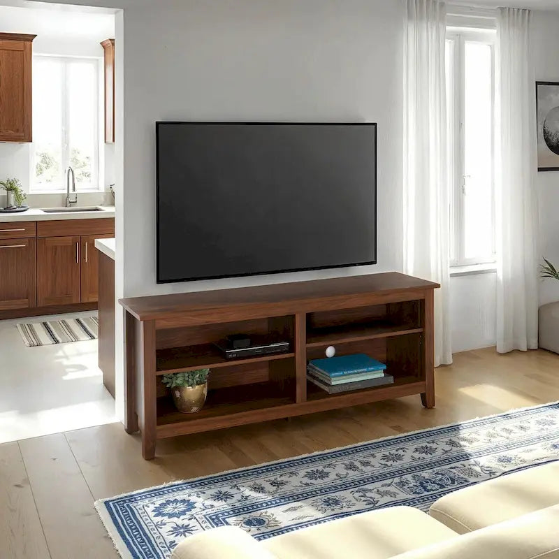 Meuble TV moderne en MDF avec 2 étagères réglables et passe-câbles, pour téléviseurs jusqu'à 65 po — 12 couleurs