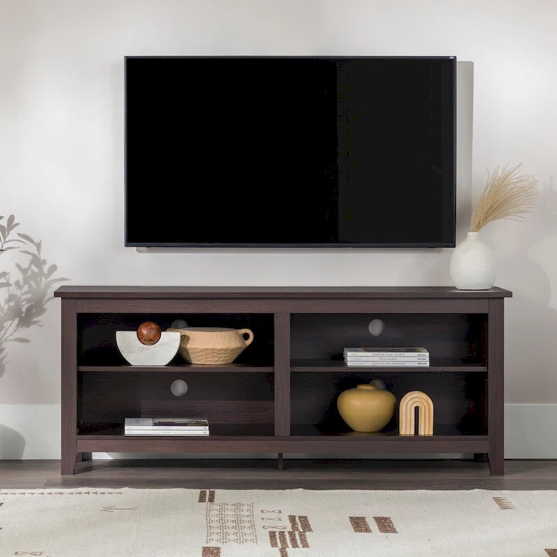 Meuble TV moderne en MDF avec 2 étagères réglables et passe-câbles, pour téléviseurs jusqu'à 65 po — 12 couleurs
