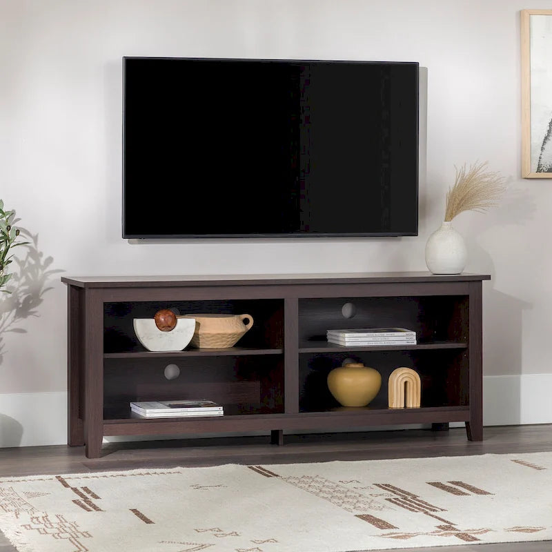 Meuble TV moderne en MDF avec 2 étagères réglables et passe-câbles, pour téléviseurs jusqu'à 65 po — 12 couleurs