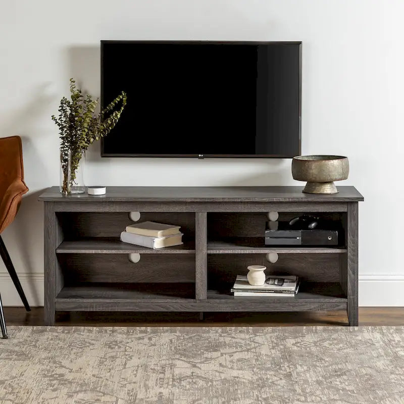 Meuble TV moderne en MDF avec 2 étagères réglables et passe-câbles, pour téléviseurs jusqu'à 65 po — 12 couleurs