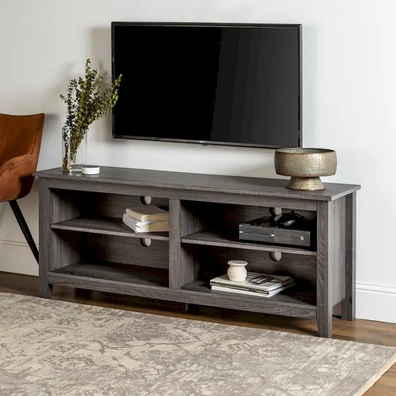 Meuble TV moderne en MDF avec 2 étagères réglables et passe-câbles, pour téléviseurs jusqu'à 65 po — 12 couleurs