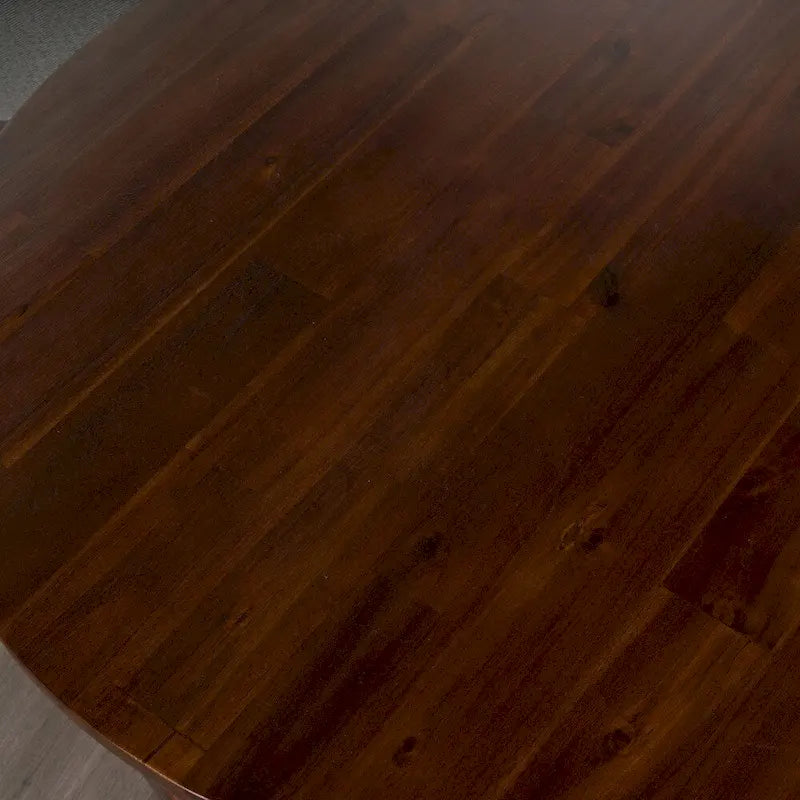Table d'appoint ronde en bois d'acacia acajou foncé avec pieds croisés