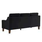 Canapé moderne en velours avec accoudoirs incurvés et pieds en bois, 3 places — Bleu marine / Noir / Taupe