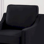 Canapé moderne en velours avec accoudoirs incurvés et pieds en bois, 3 places — Bleu marine / Noir / Taupe