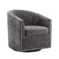 Fauteuil pivotant avec garniture cloutée et coussin amovible, simple — Gris foncé / Bleu / Rose / Beige