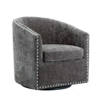Fauteuil pivotant avec garniture cloutée et coussin amovible, simple — Gris foncé / Bleu / Rose / Beige
