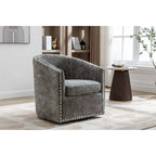 Fauteuil pivotant avec garniture cloutée et coussin amovible, simple — Gris foncé / Bleu / Rose / Beige