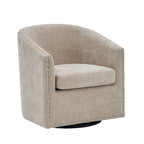 Fauteuil pivotant avec garniture cloutée et coussin amovible, simple — Gris foncé / Bleu / Rose / Beige