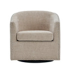Fauteuil pivotant avec garniture cloutée et coussin amovible, simple — Gris foncé / Bleu / Rose / Beige