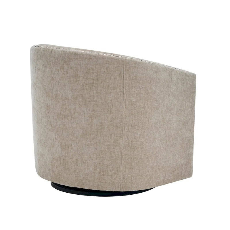 Fauteuil pivotant avec garniture cloutée et coussin amovible, simple — Gris foncé / Bleu / Rose / Beige