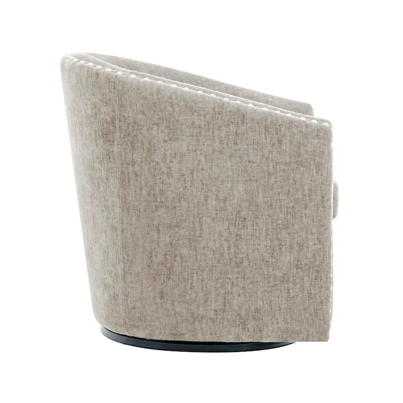 Fauteuil pivotant avec garniture cloutée et coussin amovible, simple — Gris foncé / Bleu / Rose / Beige