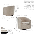 Fauteuil pivotant avec garniture cloutée et coussin amovible, simple — Gris foncé / Bleu / Rose / Beige