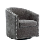 Fauteuil pivotant avec garniture cloutée et coussin amovible, simple — Gris foncé / Bleu / Rose / Beige