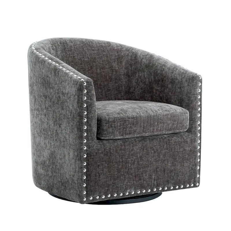 Fauteuil pivotant avec garniture cloutée et coussin amovible, simple — Gris foncé / Bleu / Rose / Beige