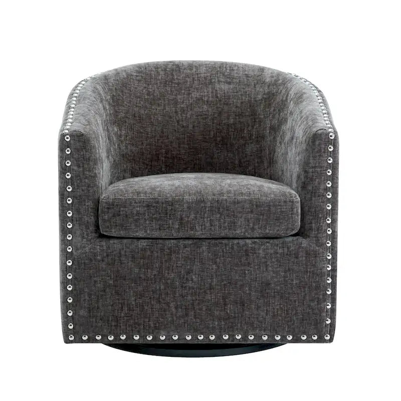 Fauteuil pivotant avec garniture cloutée et coussin amovible, simple — Gris foncé / Bleu / Rose / Beige