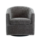Fauteuil pivotant avec garniture cloutée et coussin amovible, simple — Gris foncé / Bleu / Rose / Beige