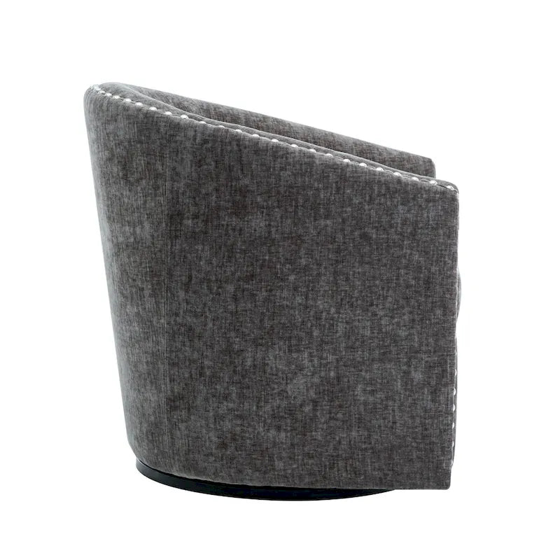 Fauteuil pivotant avec garniture cloutée et coussin amovible, simple — Gris foncé / Bleu / Rose / Beige