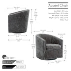 Fauteuil pivotant avec garniture cloutée et coussin amovible, simple — Gris foncé / Bleu / Rose / Beige