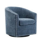 Fauteuil pivotant avec garniture cloutée et coussin amovible, simple — Gris foncé / Bleu / Rose / Beige
