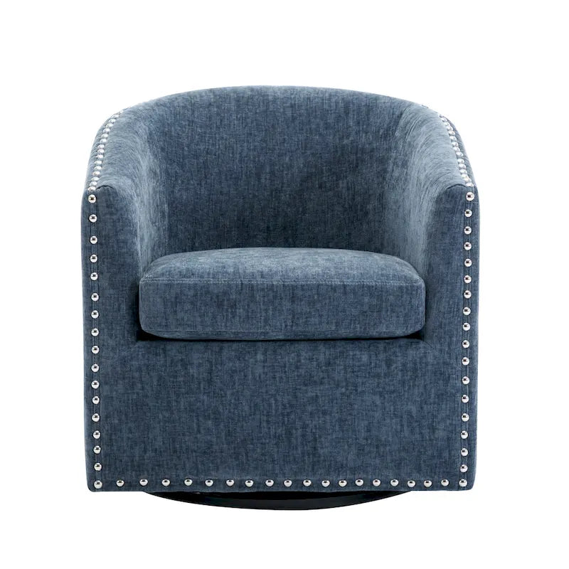 Fauteuil pivotant avec garniture cloutée et coussin amovible, simple — Gris foncé / Bleu / Rose / Beige