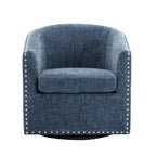 Fauteuil pivotant avec garniture cloutée et coussin amovible, simple — Gris foncé / Bleu / Rose / Beige