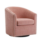Fauteuil pivotant avec garniture cloutée et coussin amovible, simple — Gris foncé / Bleu / Rose / Beige