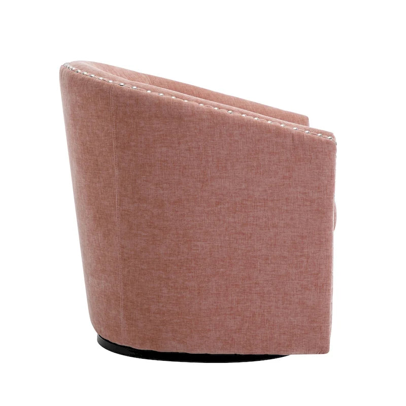Fauteuil pivotant avec garniture cloutée et coussin amovible, simple — Gris foncé / Bleu / Rose / Beige