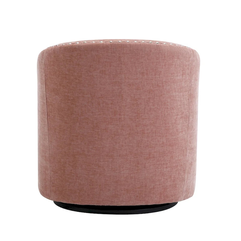 Fauteuil pivotant avec garniture cloutée et coussin amovible, simple — Gris foncé / Bleu / Rose / Beige
