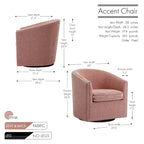 Fauteuil pivotant avec garniture cloutée et coussin amovible, simple — Gris foncé / Bleu / Rose / Beige
