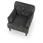 Fauteuil d'appoint transitionnel en vinyle capitonné marron/gris avec coussin en T et pieds tournés, pièce unique