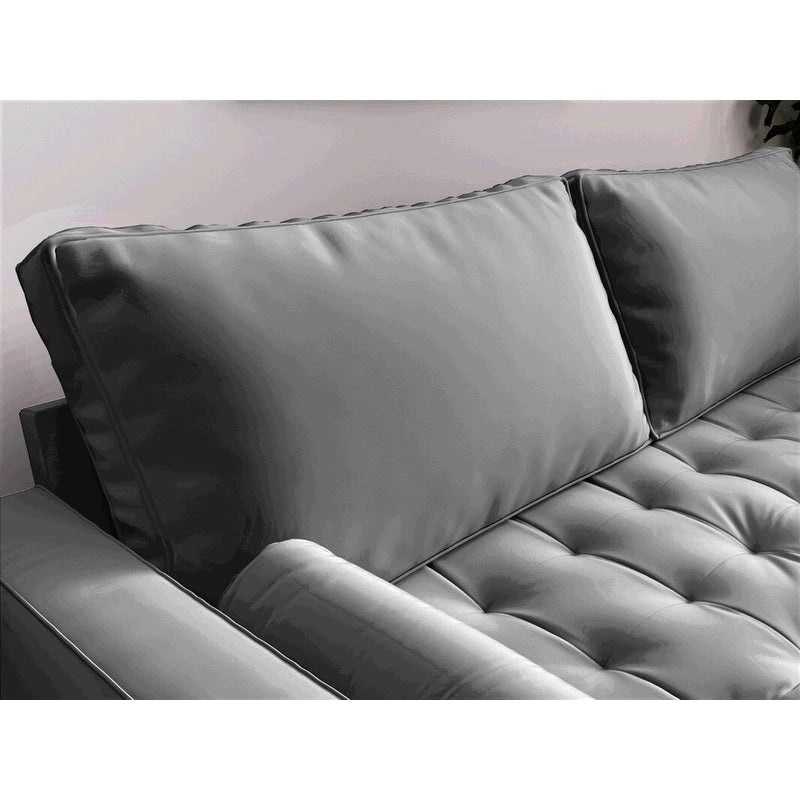Canapé en velours de style moderne du milieu du siècle avec coussins capitonnés, 3 places — Plusieurs coloris