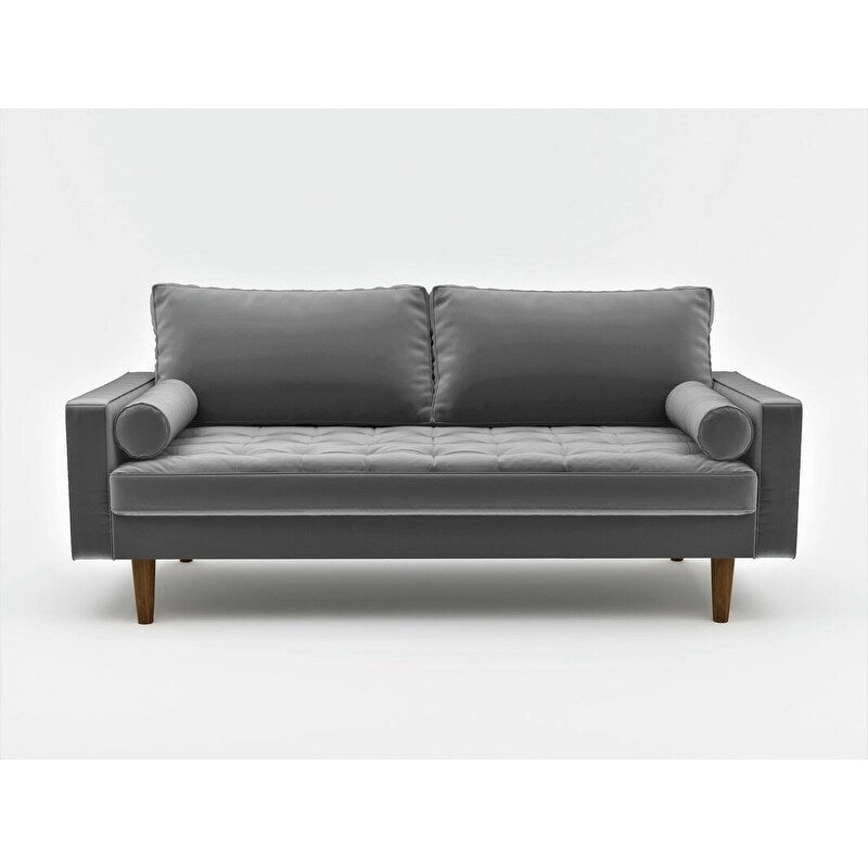 Canapé en velours de style moderne du milieu du siècle avec coussins capitonnés, 3 places — Plusieurs coloris