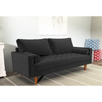 Canapé en velours de style moderne du milieu du siècle avec coussins capitonnés, 3 places — Plusieurs coloris