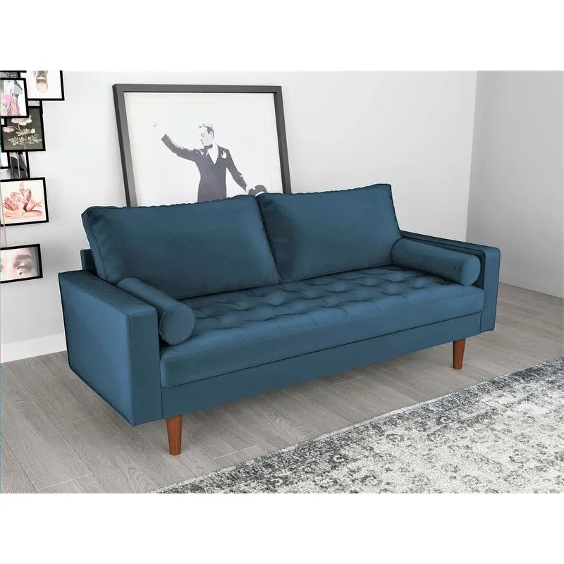 Canapé en velours de style moderne du milieu du siècle avec coussins capitonnés, 3 places — Plusieurs coloris