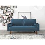 Canapé en velours de style moderne du milieu du siècle avec coussins capitonnés, 3 places — Plusieurs coloris