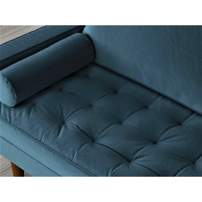 Canapé en velours de style moderne du milieu du siècle avec coussins capitonnés, 3 places — Plusieurs coloris