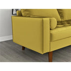 Canapé en velours de style moderne du milieu du siècle avec coussins capitonnés, 3 places — Plusieurs coloris