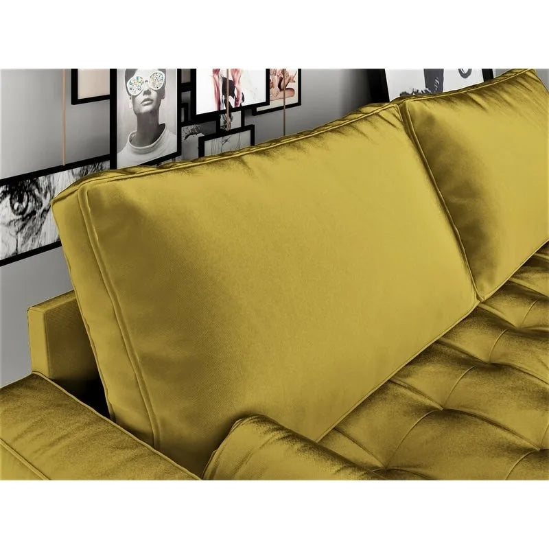 Canapé en velours de style moderne du milieu du siècle avec coussins capitonnés, 3 places — Plusieurs coloris